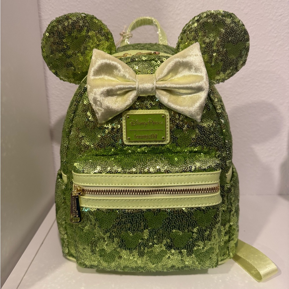 NWT Disney Loungefly Tinker Bell Green Sequins Mini Backpack - Picture 4 of 7